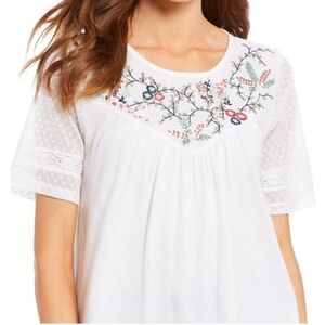 Lucky Brand Embroidered Yoke Top, Size S